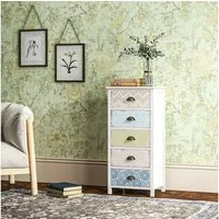 HOMCOM Kommode Sideboard mit 5 Schubladen Schrank mit Holzgestell im Modern Stil (Aufbewahrungsschrank, 1 St., Kommodenschrank), mit Kisppschutz für Wohnzimmer, Schlafzimmer, Bunt