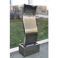 Köhko Zimmerbrunnen Wasserwand ca. 97 CM in Wellenform aus Edelstahl Wasserspiel LED