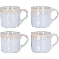 Levandeo® Becher, 4er Set Steingut Becher 350ml Tasse Grau Kaffeepott Tasse Modern