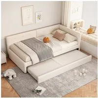 Flieks Daybett, Tagesbett Schlafsofa Polsterbett 90x200cm mit Ausziehbett 90x190cm