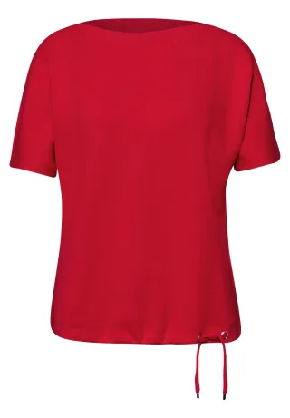 Street One - Dropped Shoulder Shirt mit Rippdetail salsa red - Gr. - 36