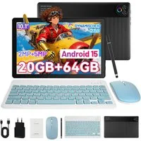 Happybe 10’’ HD Android 15, 20(3+17)GB RAM, 64GB, WiFi6 mit Tastatur und Stift Tablet (10", 64 GB, Android, WiFi6, Großbs Display Tablet mit Stift, Tastatur und Maus, Widevine L1)