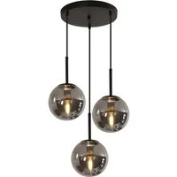 Riserva Hängeleuchte Hängelampe Glas Kugel 3-flammig, schwarz, E14, Pendelleuchte