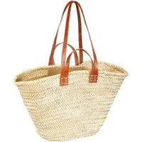 Marrakesch Orient & Mediterran Interior Korbtasche Ibiza Korbtasche Tasche Palmera klein aus Palmblatt & Leder Natur 50cm (1-tlg), Handarbeit, echtes Leder