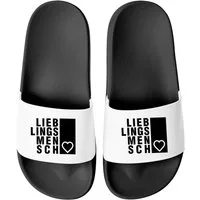 MoonWorks Badeschlappen mit Spruch Lieblingsmensch Badelatschen Unisex Herren Badesandale
