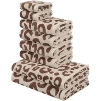 OTTO home Handtuch Set Anna Leopardenmuster, 8-tlg Handtuch-Set, 100% Baumwolle, Frottiervelours (Set, 8-St), Duschtücher, Handtücher und Gästetücher, weich, modern, Animal Print