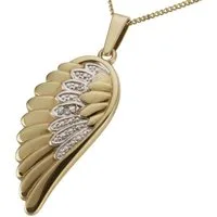 Firetti Kettenanhänger Schmuck Geschenk Gold 333 Halsschmuck Anhänger für Halskette Flügel, Made in Germany - mit Diamant