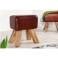 riess-ambiente Sitzhocker TURNBOCK 40cm coffee / natur, mit Echtleder-Bezug