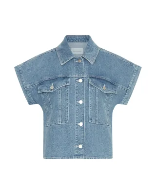 msch copenhagen - MSCHElida Ada SS Denim Shirt light blue wash - Gr. - M