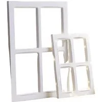 Dekoleidenschaft Wanddekoobjekt Dekofenster aus Holz im Shabby Look weiß, Deko Fensterrahmen, Holzdeko (2 St., im Set), Holzfenster, Sprossenfenster, Vintage Holzfensterrahmen, Wanddeko
