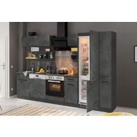 KOCHSTATION Küchenzeile KS-Tulsa, ohne E-Geräte, Breite 300 cm, schwarze Metallgriffe, MDF Fronten