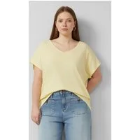 QS Kurzarmshirt T-Shirt Baumwollshirt mit Spitzeneinsatz