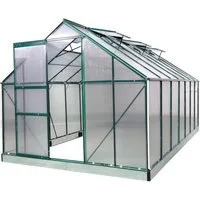 BRAST Gewächshaus ALU mit Fundament rostfrei 490x250x205cm TÜV geprüft, BxTxH: 250 x 490 x 205 cm, wetterfestes hochwertiges Aluminium, Temperaturbeständig, Wärmedämmend, Lichtbrechend & UV-stabilisiert