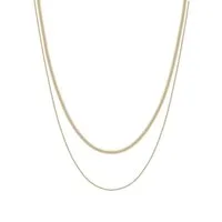 Hey Happiness Edelstahlkette Damen Layer mehrschichtig, Kordel Schlange Kette, Collier Doppelt Halskette 18K Roségold Vergoldet 2-lagig, wasserfest