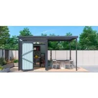 KONIFERA Gerätehaus Gartenhaus Stefano mini, BxT: 403x245 cm, (Set), Stahl, mit seitlichem Anbau