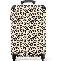 NoBoringSuitcases.com© Hartschalen-Trolley Beigefarbenes Leopardenfleckenmuster 55x35x20cm, 4 Rollen, Reisetasche mit Rollen, Koffer Handgepäck Flugzeug