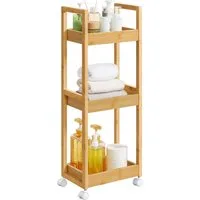 SONGMICS Badregal BCB083, SONGMICS Rollwagen, Badezimmerregal mit 3 Ebenen