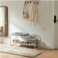 en.casa Schuhbank, mit Kinderhocker »Jässaatka« Stahl 100 x 32 x 46 cm Grau