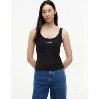 Tommy Jeans Trägertop TJW SLIM SCRIPT RIB TANK Baumwollmischung, slim fit, in gerippter Struktur, Logoschriftzug