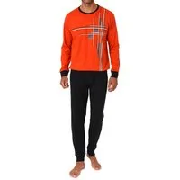 Normann Pyjama Normann Herren langarm Schlafanzug mit Bündchen und edlen Frontprint