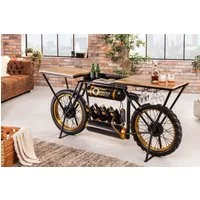 riess-ambiente Konsolentisch MOTORCYCLE 185cm braun/schwarz - Mangoholz, Metall, Motorrad, Bartheke (Einzelartikel, 1-St), Upcycling Beistelltisch mit Massivholz - ideal f. industrial Wohnräume
