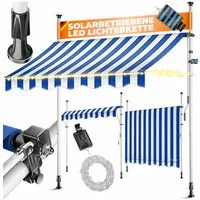 KESSER Klemmmarkise mit Handkurbel & LED, 300x180cm Balkonmarkise ohne Bohren UV-Beständig (Markise + solarbetriebene LED Lichterkette, höhenverstellbar 176-305cm) Sicht- & Sonnenschutz für Balkon Terrasse & Garten, wasserabweisend
