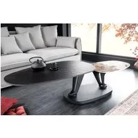 riess-ambiente Couchtisch MOVEMENT schwarz/natur - rund, Pandora Keramik, drehbar, Metall (Einzelartikel, 1-St), mit 2 Ebenen und Drehfunktion – ideal für Wohnzimmer & Loungebereich