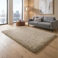 TaCa Home Langflor-Teppich Shaggy Teppich Langflor, rechteckig, Höhe: 60 mm, Schlafzimmer Kinderzimmer Wohnzimmer, weißnatur - 65 x 130 cm