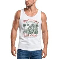 Neverless Tanktop Tanktop Herren mit Grafik-Print - Monte Carlo - Trägershirt Baumwolle mit Print