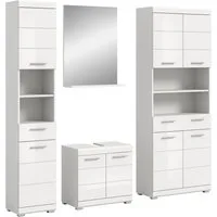 welltime Badmöbel-Set Siena, 4 teilig, bestehend aus:, (Set, 4-St., TOPSELLER), Hochschrank, Waschbeckenunterschrank, Badspiegel, Hochschrank breit