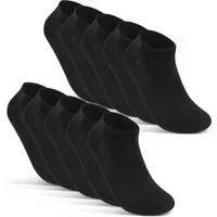 sockenkauf24 Sneakersocken 10 Paar Damen & Herren "Premium Sneaker Socken" Atmungsaktiv (10xSchwarz, 39-42) mit Mesh-Streifen ohne drückende Naht Baumwolle - 16510 WP
