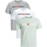 Jack & Jones Print-Shirt Bequemes Slimfit Shirt (Spar-Set, 3er-Pack) in Unifarbe mit Print