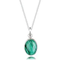 Elli Kette mit Anhänger Malachit Anhänger Oval 925 Silber
