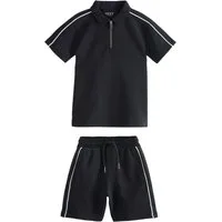 Next Shirt & Shorts Polohemd mit RV-Kragen und Shorts im Set (2-tlg)