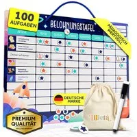 Lilletå Lernspielzeug Belohnungstafel für Kinder – 95 Aufgaben & 350 Magnete, Magnetisches Belohnungssystem für Verantwortung & Selbstständigkeit