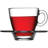Pasabahce Teeglas 12 tlg Teeglas mit Unterteller Capuccino Glas Kaffe Latte Trinkglas, 12-tlg.