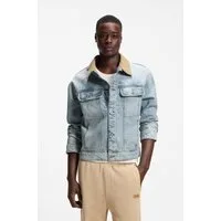 HUGO Jeansjacke Erlo Cordkragen, Relaxed Fit, Logo?Badge aus Veloursleder