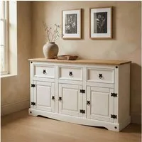 CARO-Möbel Sideboard CAMPO, Sideboard Kommode Highboard Möbel Kiefer massiv weiß Buffetschrank