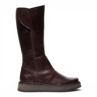 Fly London Damen Weinleder High Pull On lange Stiefel – RHEA042