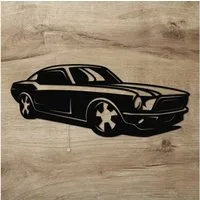 Namofactur LED Dekolicht Mustang Auto - Dekoobjekt aus Holz mit Sportwagen Motiv - Wand Lampe, Mit Zugschalter, LED fest integriert, Warmweiß, Wanddekoobjekt Wohnzimmer Leuchte batteriebetrieben