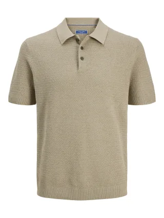 JACK&JONES - JPRBLURILEY KNIT POLO SS SN Lemon Pepper - Gr. - M