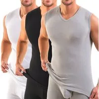 HERMKO Unterhemd 3050 (Pack, 3er) 100 % Bio-Baumwolle Muskelshirt V-Ausschnitt Basic hergestellt in EU