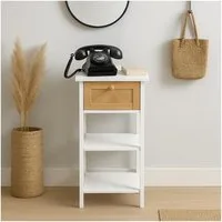 HTI-Living Telefontisch Beistelltisch Weiß mit Schublade in Holzoptik (Stück, 1-St., 1 Beistelltisch), Nachttisch Blumenhocker Telefontisch