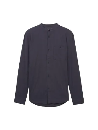 Denim Tom Tailor - Basic Fit Hemd mit Stehkragen navy herringbone structure - Gr. - L