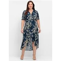 Sheego Etuikleid Abendkleid Kurzarm aus Chiffon, in Wickeloptik