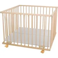 Waldin Laufstall Waldin Baby Laufgitter ca. 100x100 BUCHE MASSIV, höhen-verstellbar