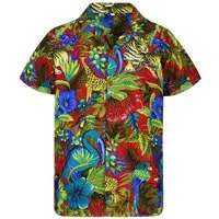 King Kameha Hawaiihemd Jungle Funky Hawaii-Hemd Herren Kurzarm Front-Tasche Stylish Unisex