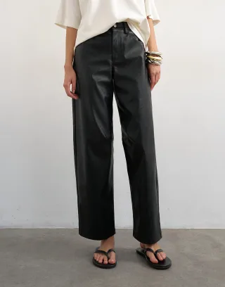 topshop - TSTALLA COATED BARREL TROUSERS Black - Gr. - 36