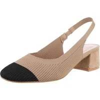 Ital-Design Bequemer Slingback-Pump für stilbewusste Frauen Schnürpumps (89092245) Blockabsatz Pumps in Hellbraun