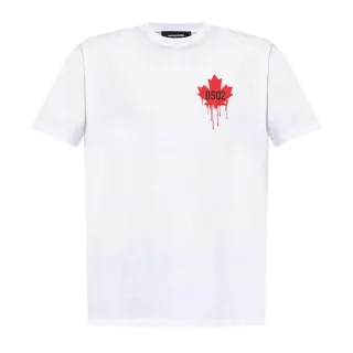 Dsquared2 Kleines Weißes T-shirt Mit Tropfendem Ahornblatt-logo